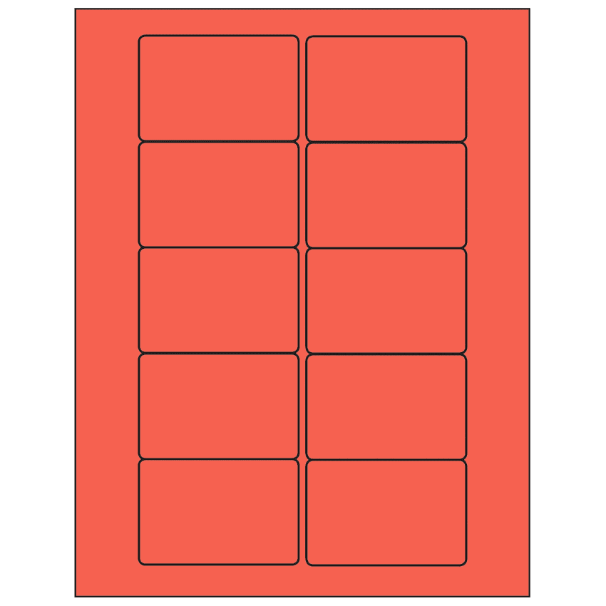 3" x 2" Red Rectangular Sheet Labels
