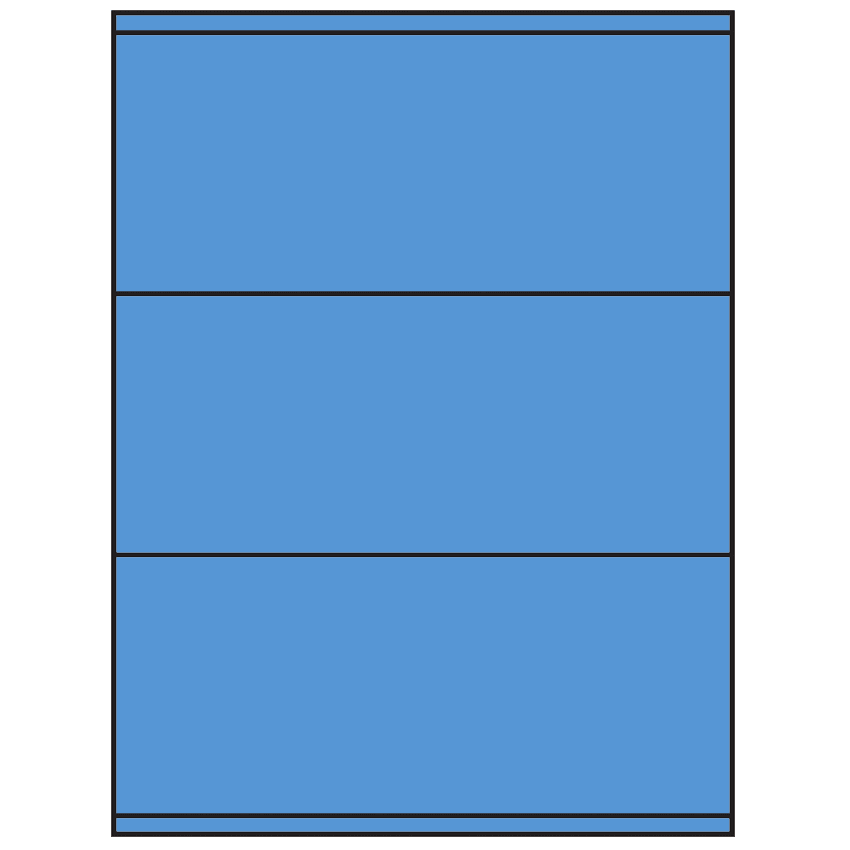 8.5" x 3.5" Fluorescent Blue Rectangular Sheet Labels