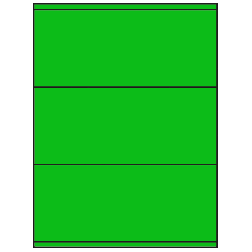 8.5" x 3.5" Fluorescent Green Rectangular Sheet Labels