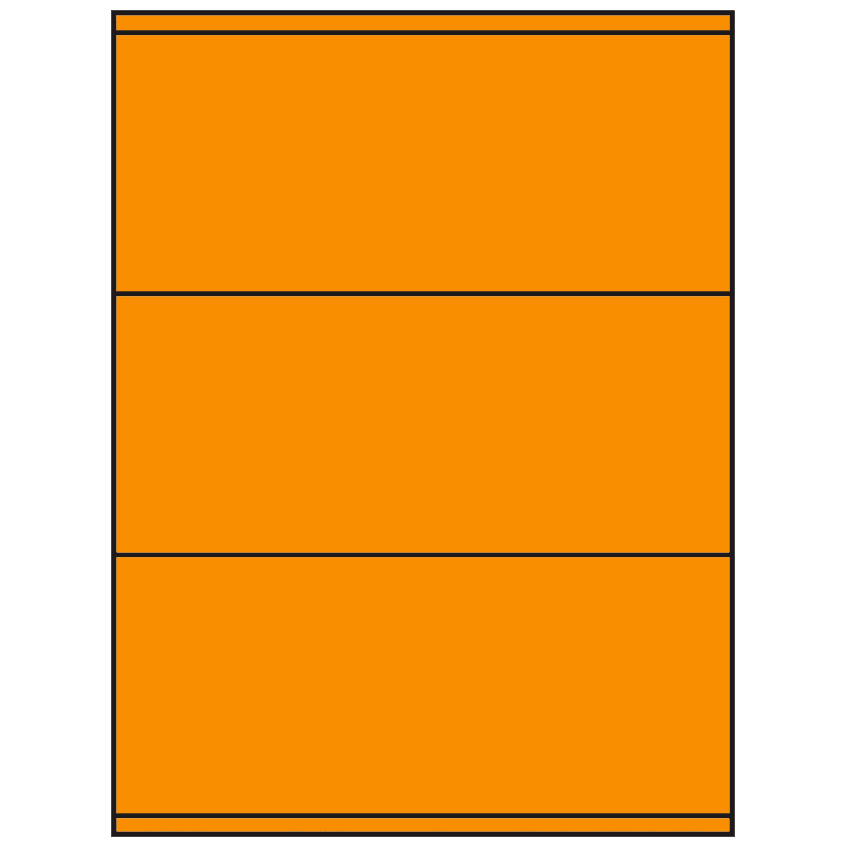 8.5" x 3.5" Fluorescent Orange Rectangular Sheet Labels