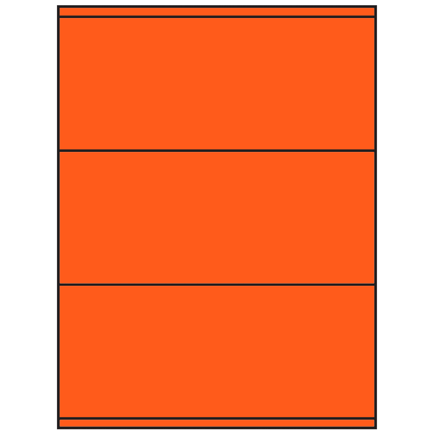 8.5" x 3.5" Fluorescent Red Rectangular Sheet Labels
