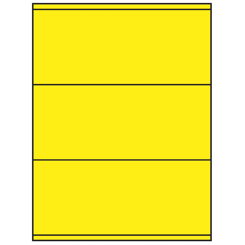 8.5" x 3.5" Fluorescent Yellow Rectangular Sheet Labels