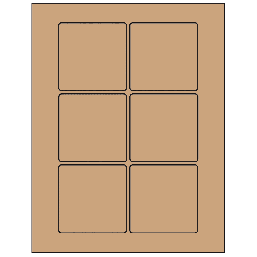 3" x 3" Brown Kraft Square Sheet Labels
