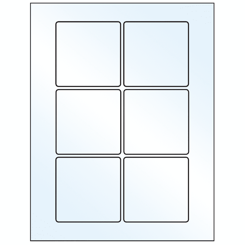 3" x 3" Crystal Clear Square Sheet Labels