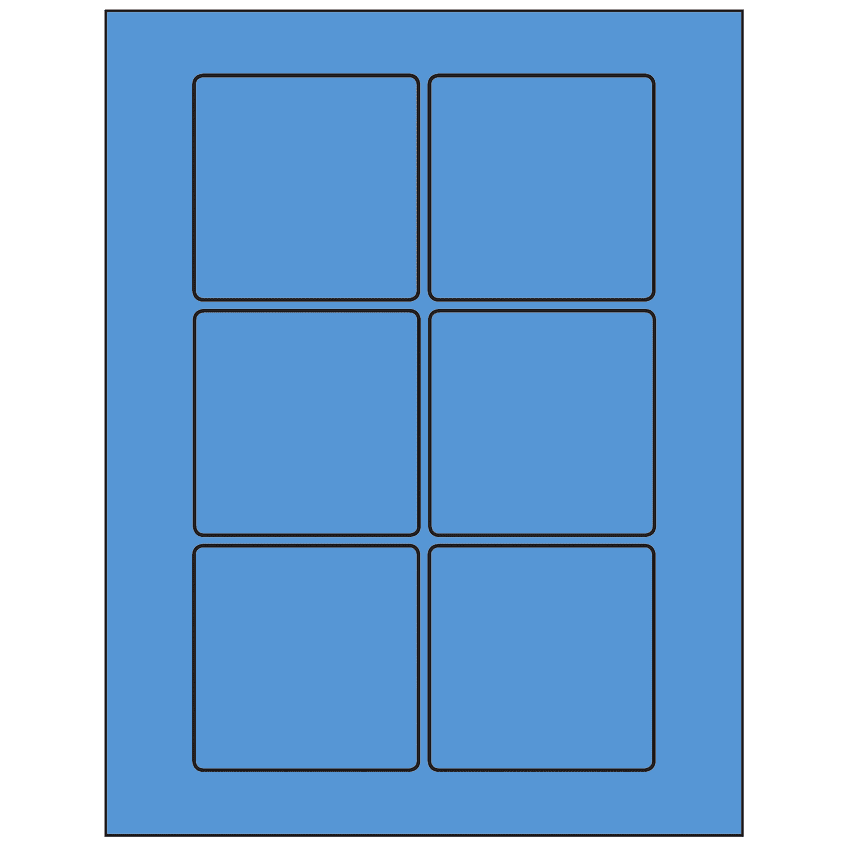 3" x 3" Fluorescent Blue Square Sheet Labels