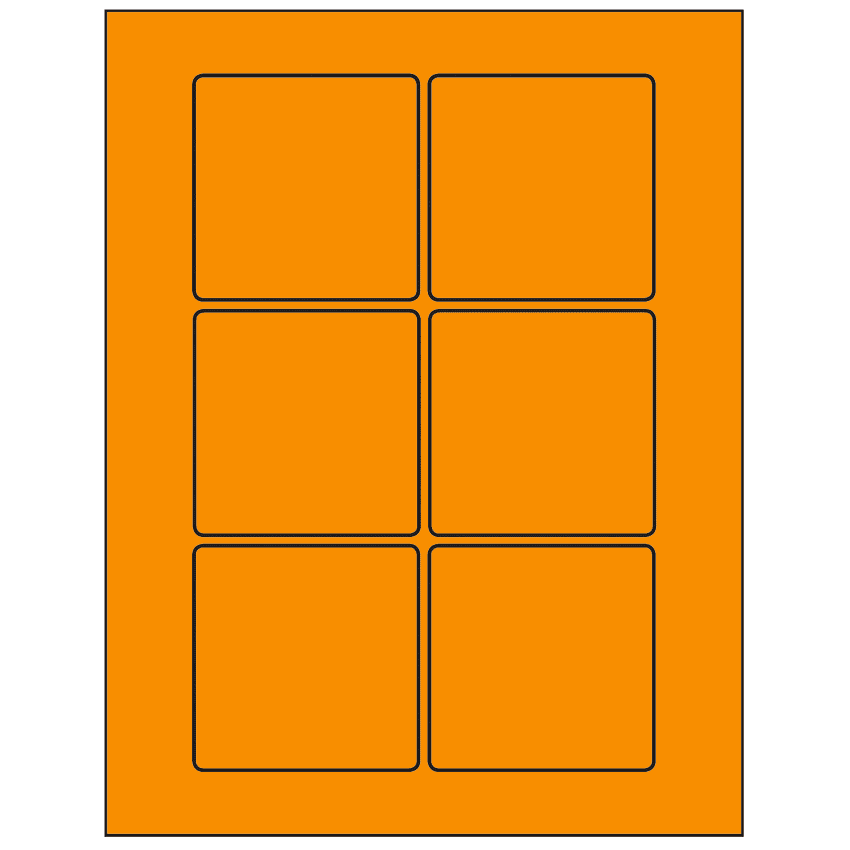 3" x 3" Fluorescent Orange Square Sheet Labels