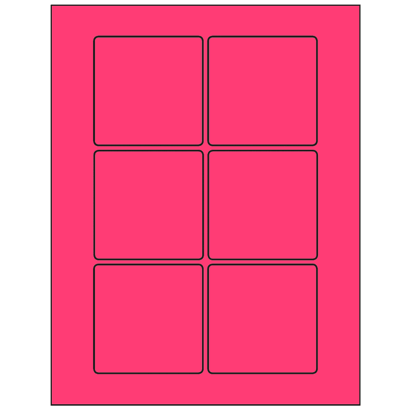 3" x 3" Fluorescent Pink Square Sheet Labels