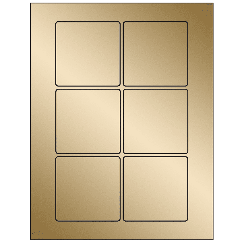 3" x 3" Gold Foil Square Sheet Labels