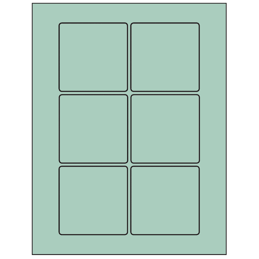 3" x 3" Pastel Green Square Sheet Labels
