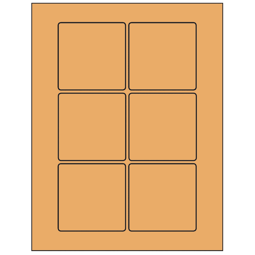 3" x 3" Pastel Orange Square Sheet Labels