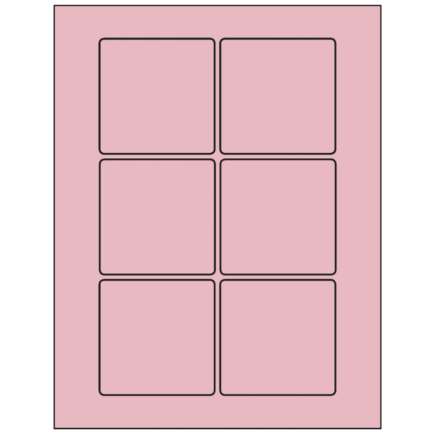 3" x 3" Pastel Pink Square Sheet Labels