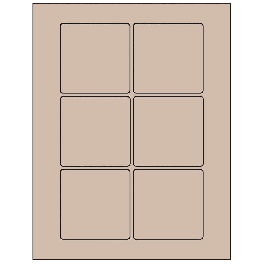 3" x 3" Pastel Tan Square Sheet Labels