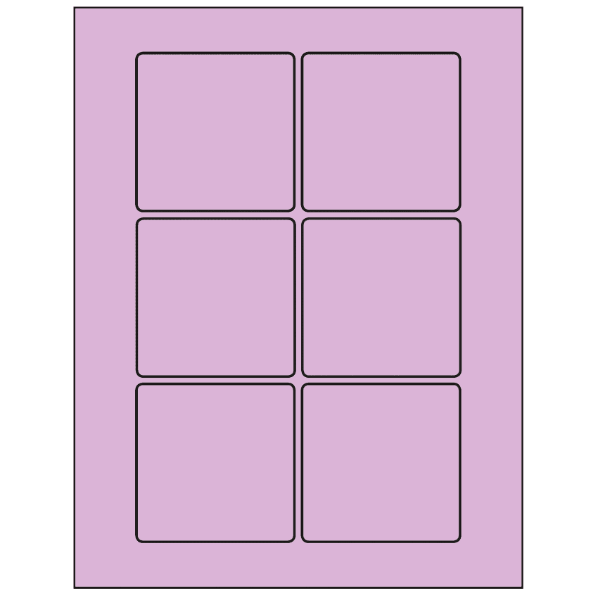 3" x 3" Pastel Purple Square Sheet Labels