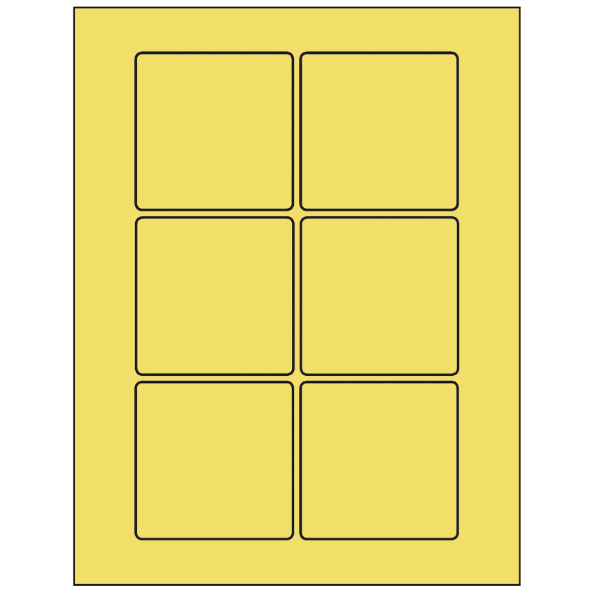 3" x 3" Pastel Yellow Square Sheet Labels