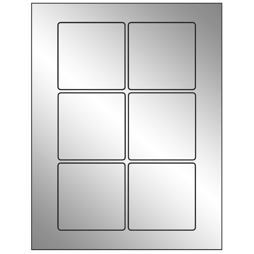 3" x 3" Silver Foil Square Sheet Labels