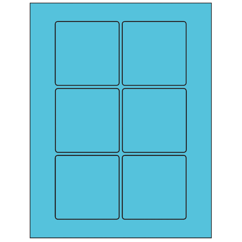 3" x 3" Turquoise Square Sheet Labels