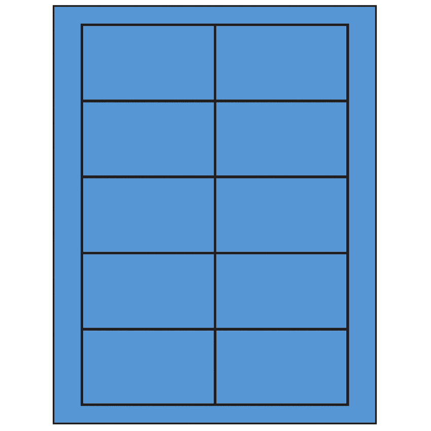 3.5" x 2" Fluorescent Blue Rectangular Sheet Labels