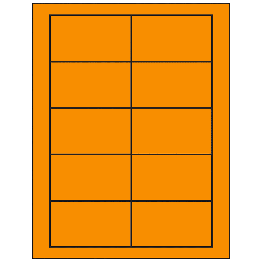 3.5" x 2" Fluorescent Orange Rectangular Sheet Labels
