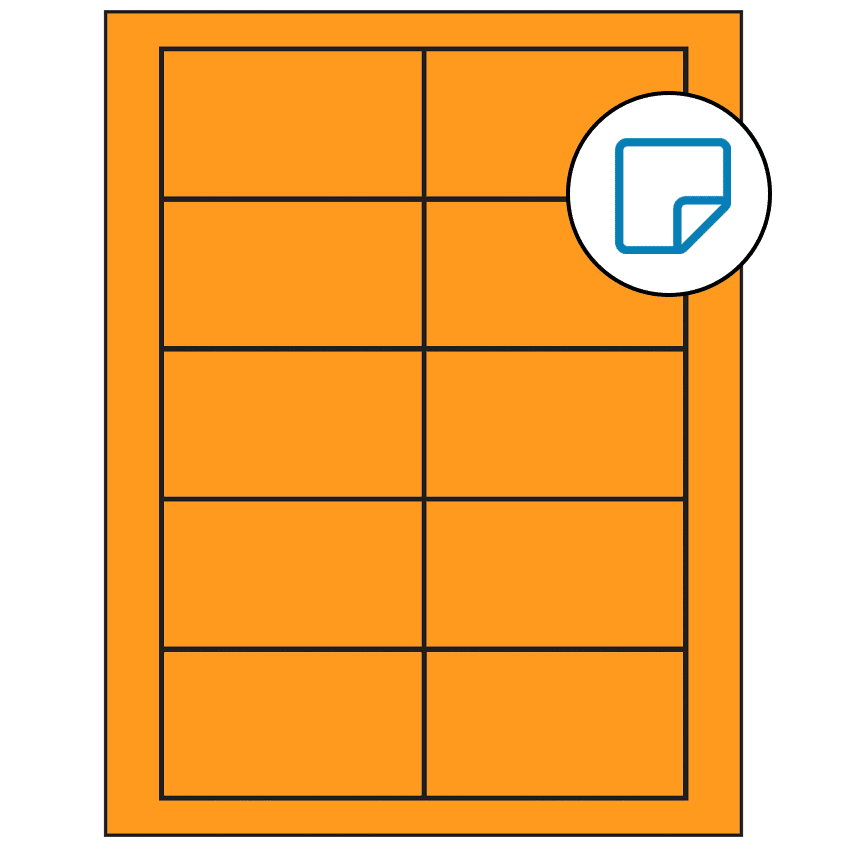 3.5" x 2" Fluorescent Orange Rectangular Sheet Labels - Removable Adhesive