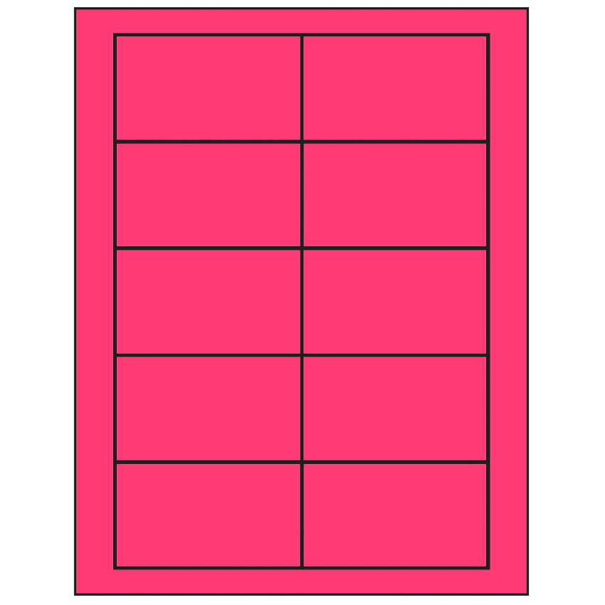 3.5" x 2" Fluorescent Pink Rectangular Sheet Labels
