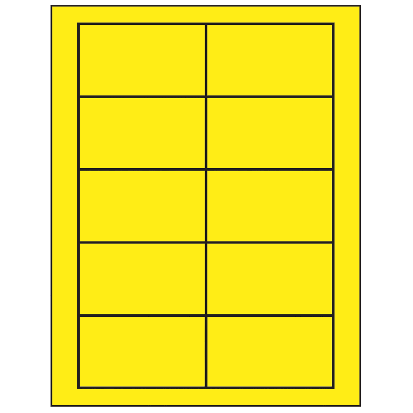 3.5" x 2" Fluorescent Yellow Rectangular Sheet Labels