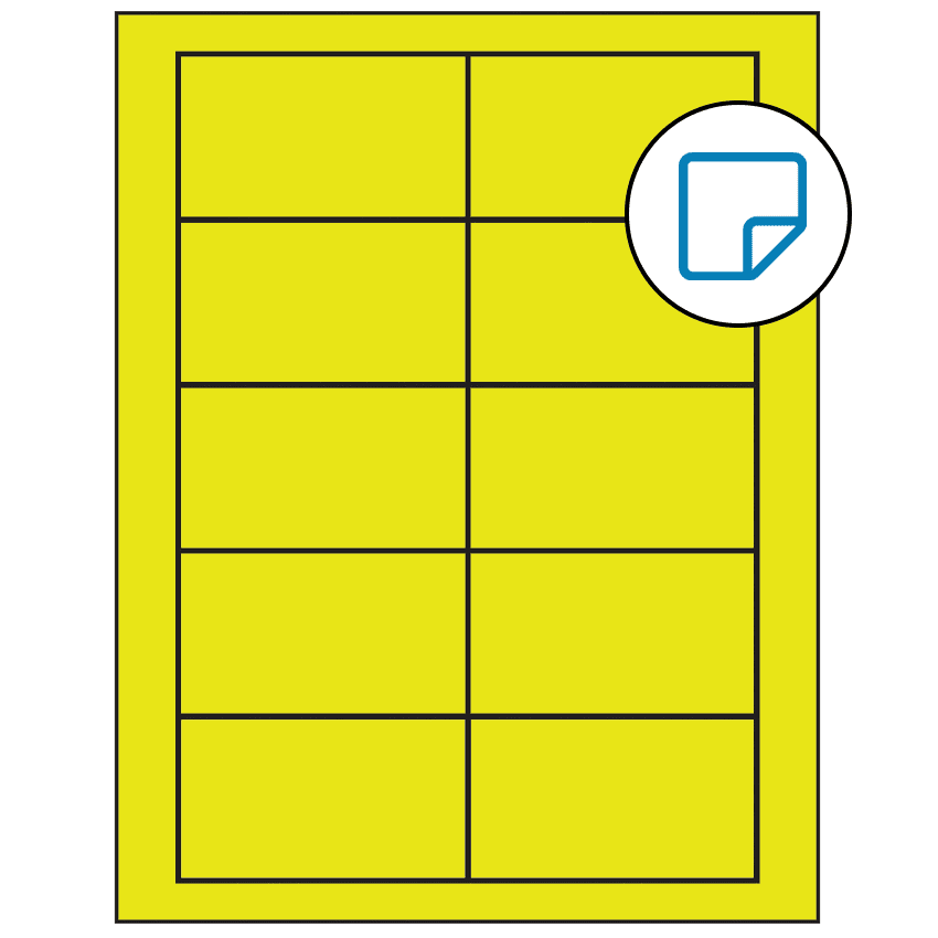 3.5" x 2" Fluorescent Yellow Rectangular Sheet Labels - Removable Adhesive