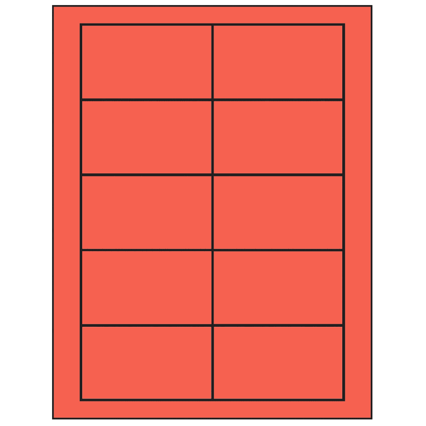 3.5" x 2" Red Rectangular Sheet Labels