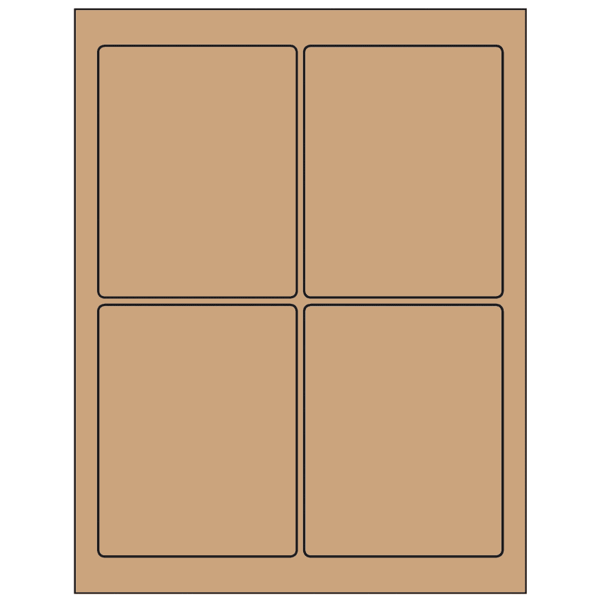 3.75" x 4.75" Brown Kraft Rectangular Sheet Labels