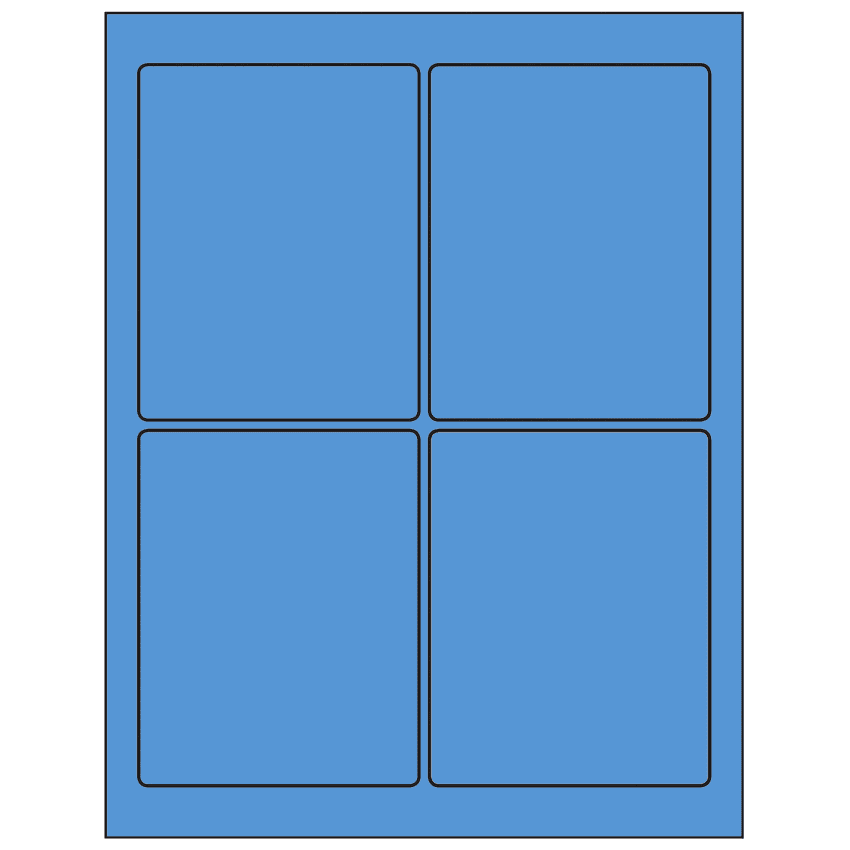 3.75" x 4.75" Fluorescent Blue Rectangular Sheet Labels