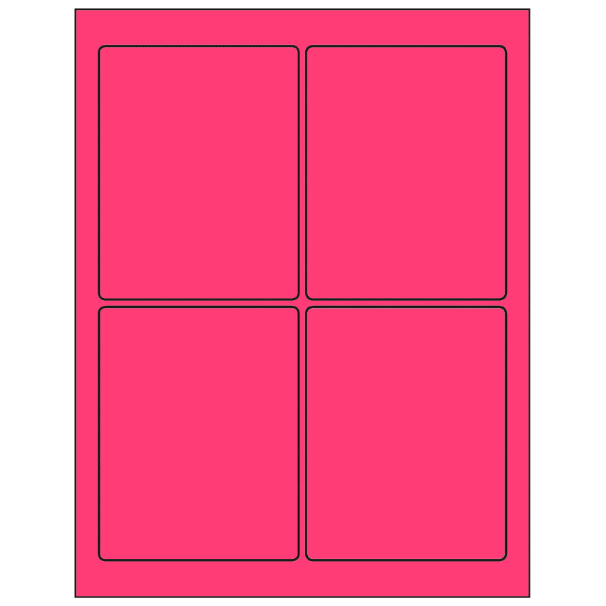 3.75" x 4.75" Fluorescent Pink Rectangular Sheet Labels