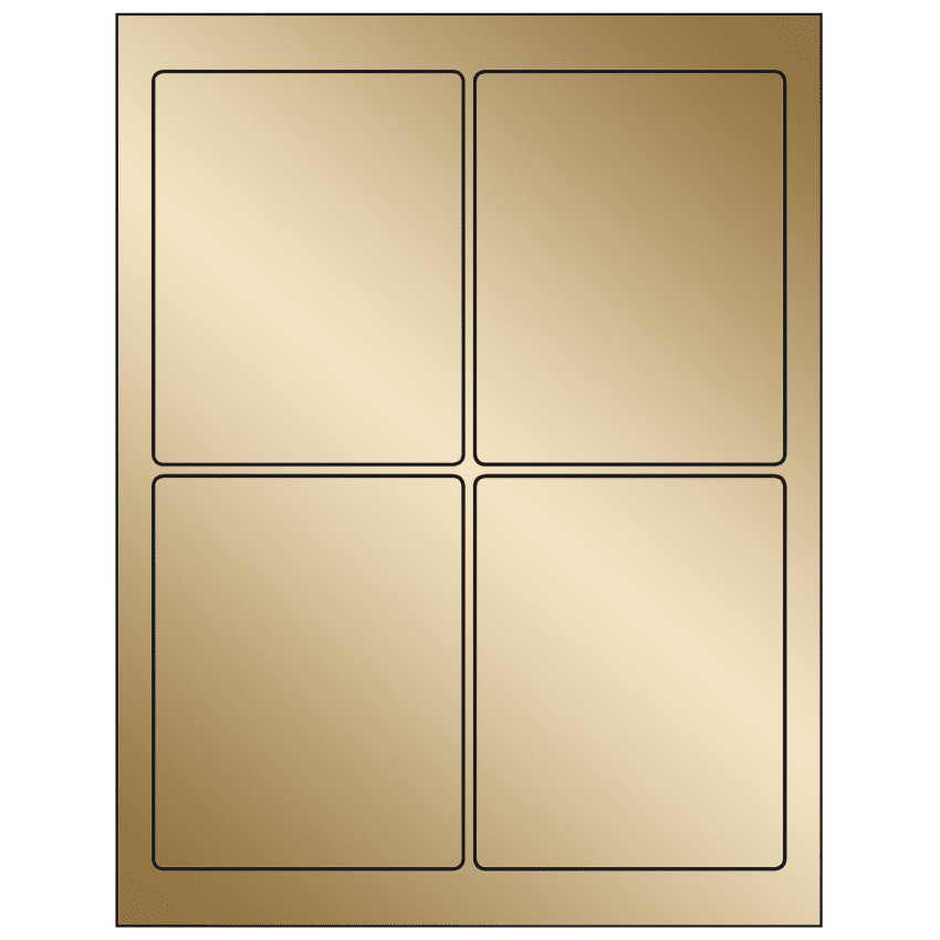 3.75" x 4.75" Gold Foil Rectangular Sheet Labels