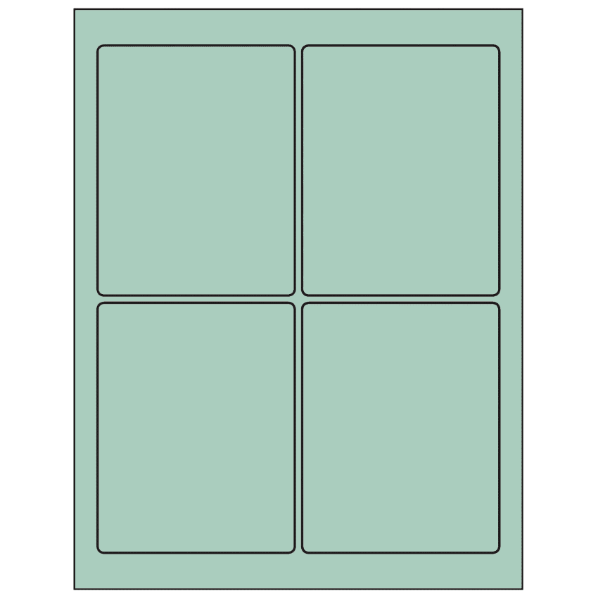 3.75" x 4.75" Pastel Green Rectangular Sheet Labels