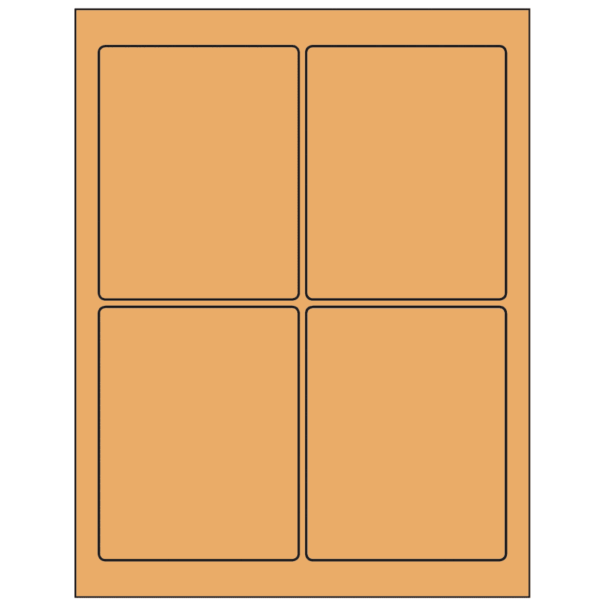 3.75" x 4.75" Pastel Orange Rectangular Sheet Labels