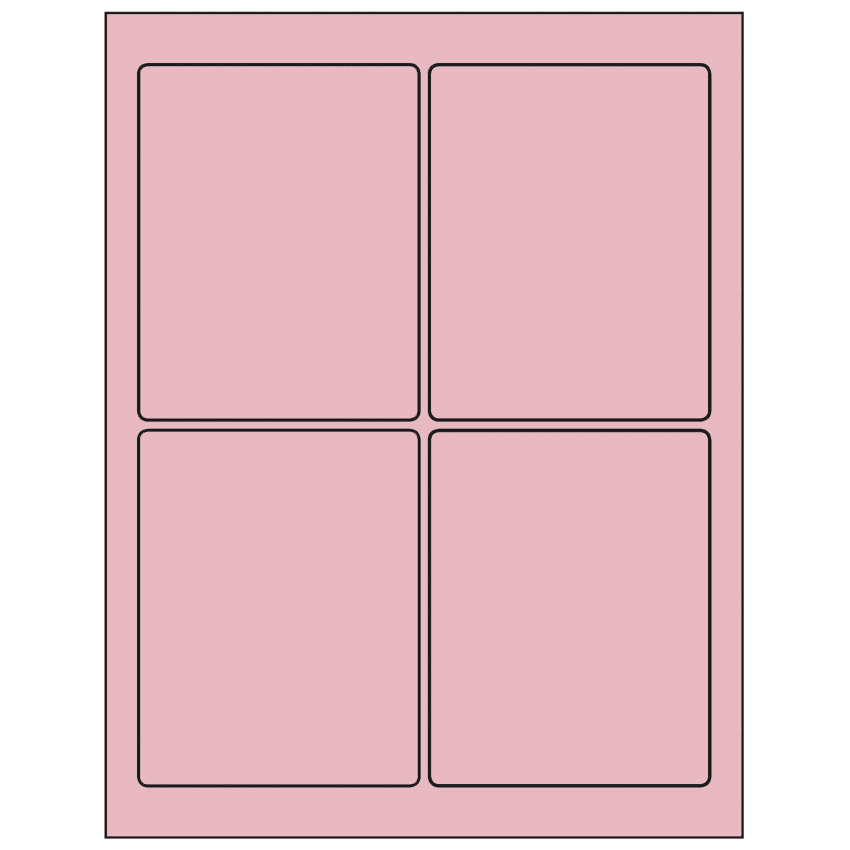 3.75" x 4.75" Pastel Pink Rectangular Sheet Labels