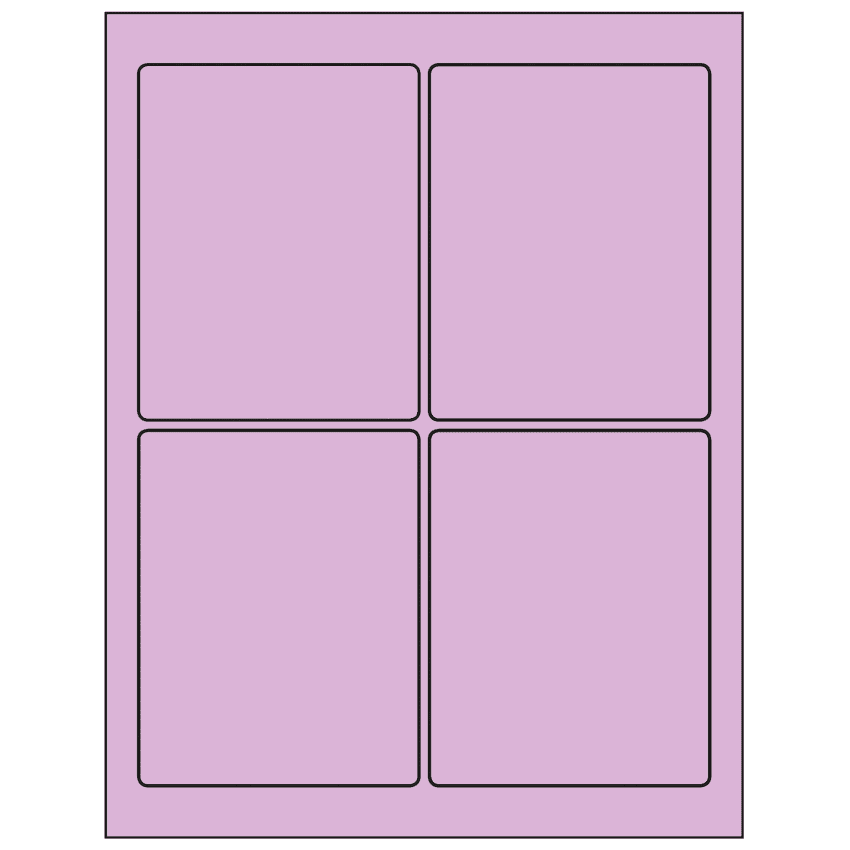 3.75" x 4.75" Pastel Purple Rectangular Sheet Labels