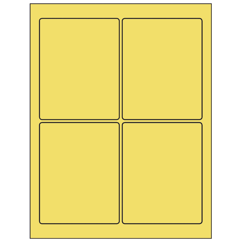 3.75" x 4.75" Pastel Yellow Rectangular Sheet Labels