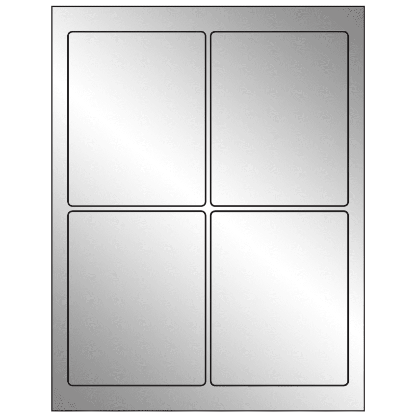 3.75" x 4.75" Silver Foil Rectangular Sheet Labels