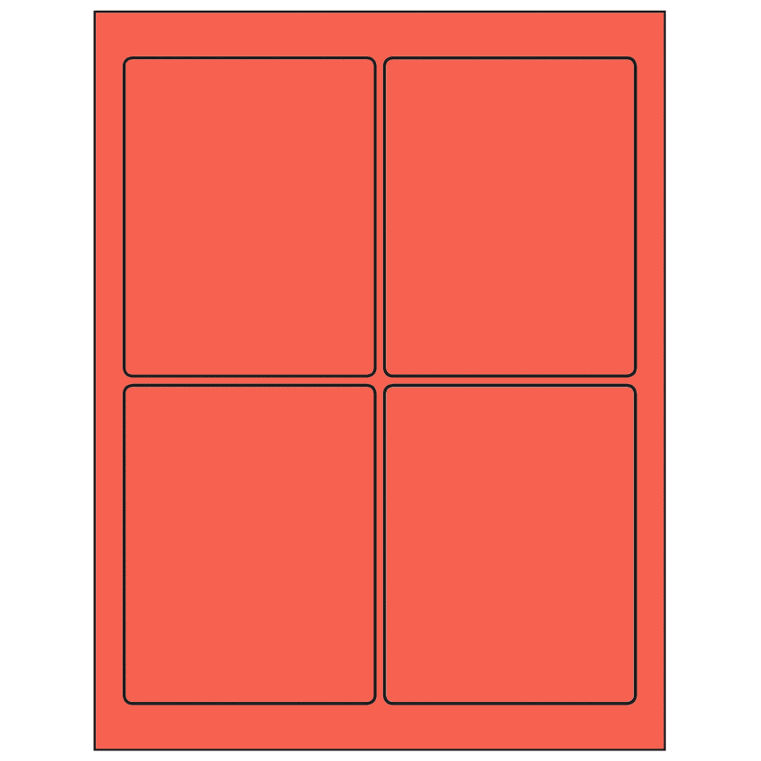 3.75" x 4.75" Red Rectangular Sheet Labels