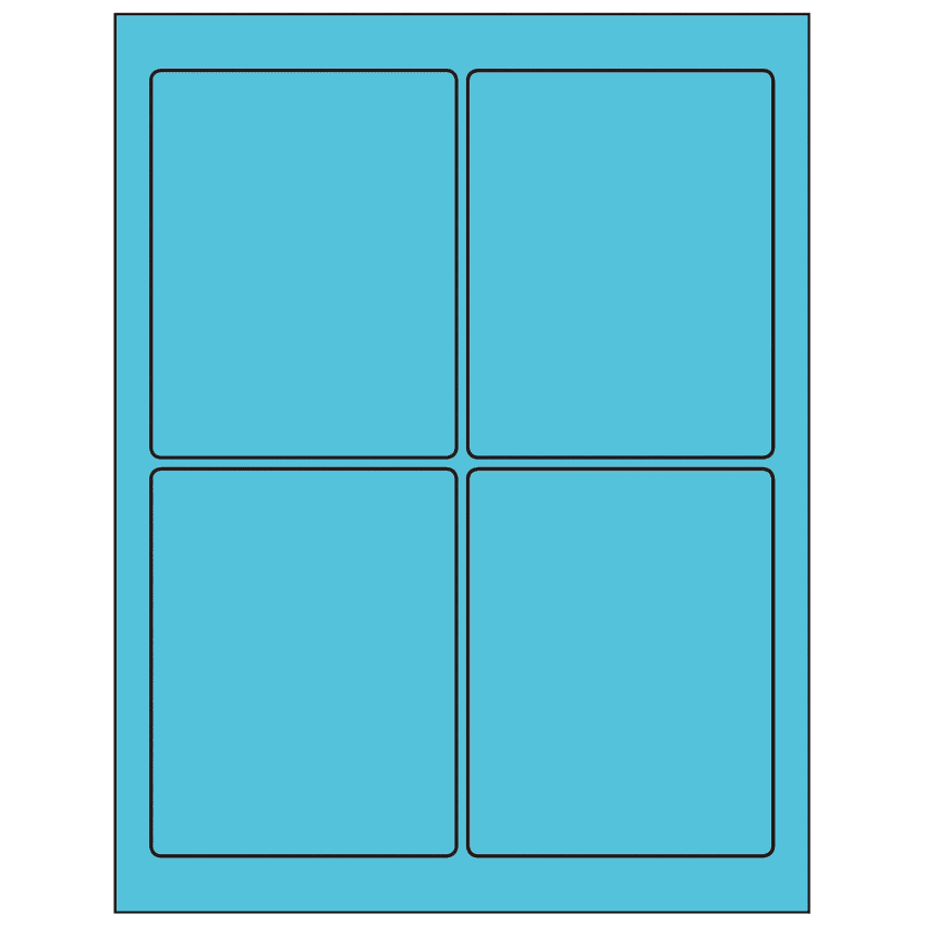 3.75" x 4.75" Turquoise Rectangular Sheet Labels