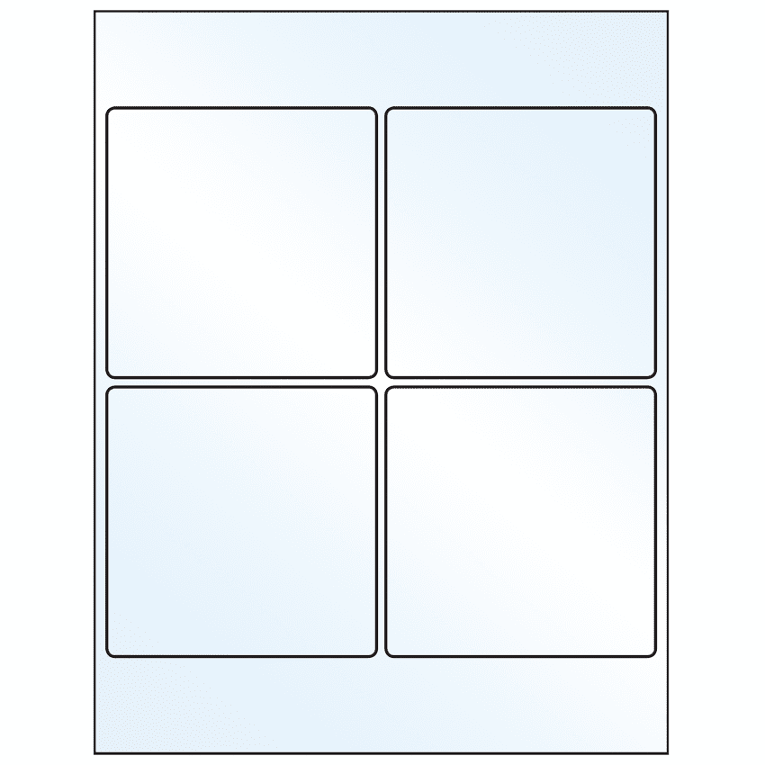 4" x 4" Crystal Clear Square Sheet Labels