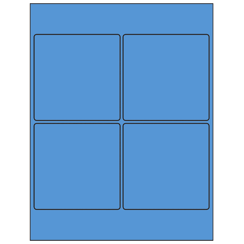 4" x 4" Fluorescent Blue Square Sheet Labels