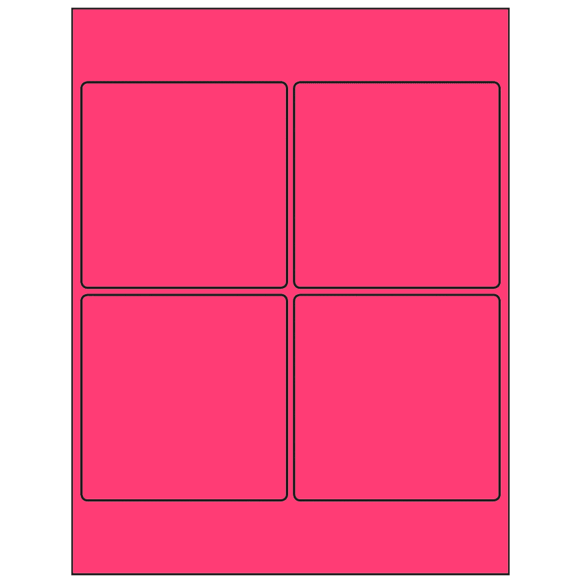 4" x 4" Fluorescent Pink Square Sheet Labels