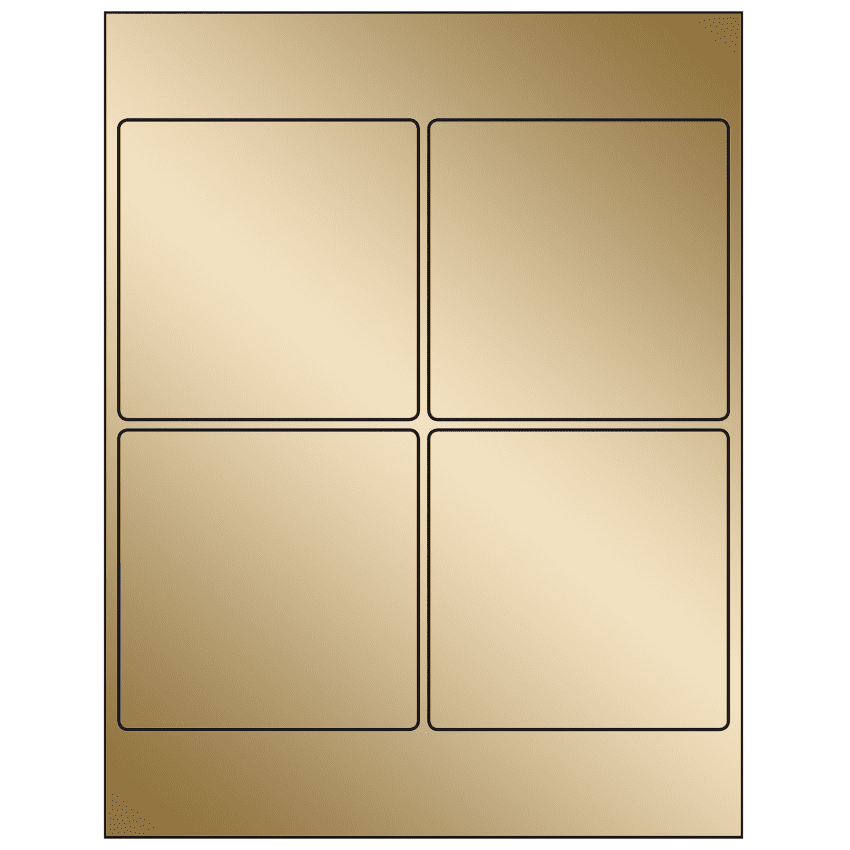 4" x 4" Gold Foil Square Sheet Labels