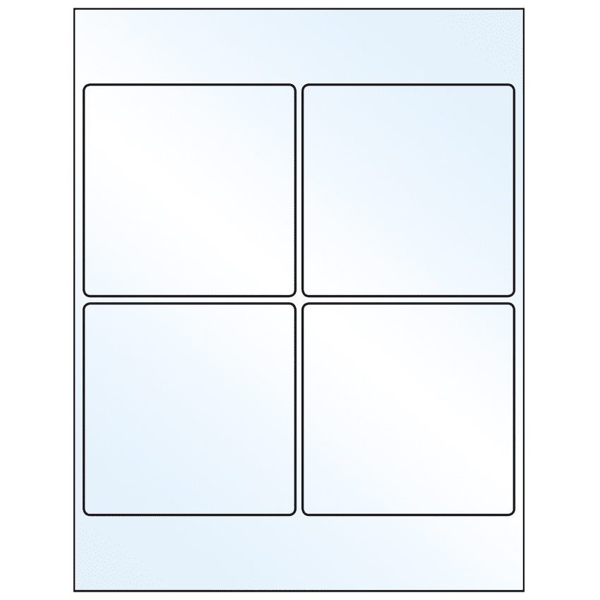 4" x 4" White Mid Gloss Square Sheet Labels