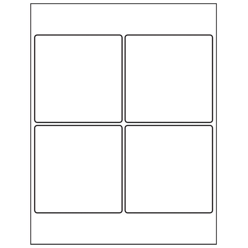 4" x 4" White Matte Litho Square Sheet Labels