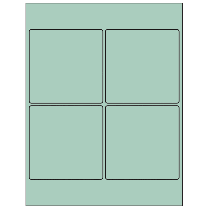 4" x 4" Pastel Green Square Sheet Labels