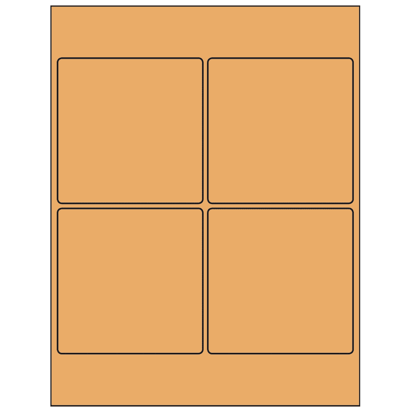4" x 4" Pastel Orange Square Sheet Labels