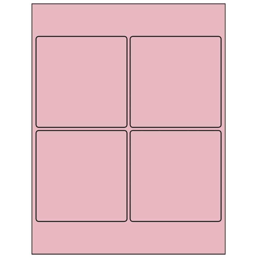 4" x 4" Pastel Pink Square Sheet Labels