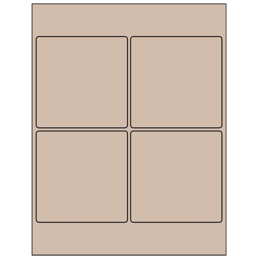 4" x 4" Pastel Tan Square Sheet Labels