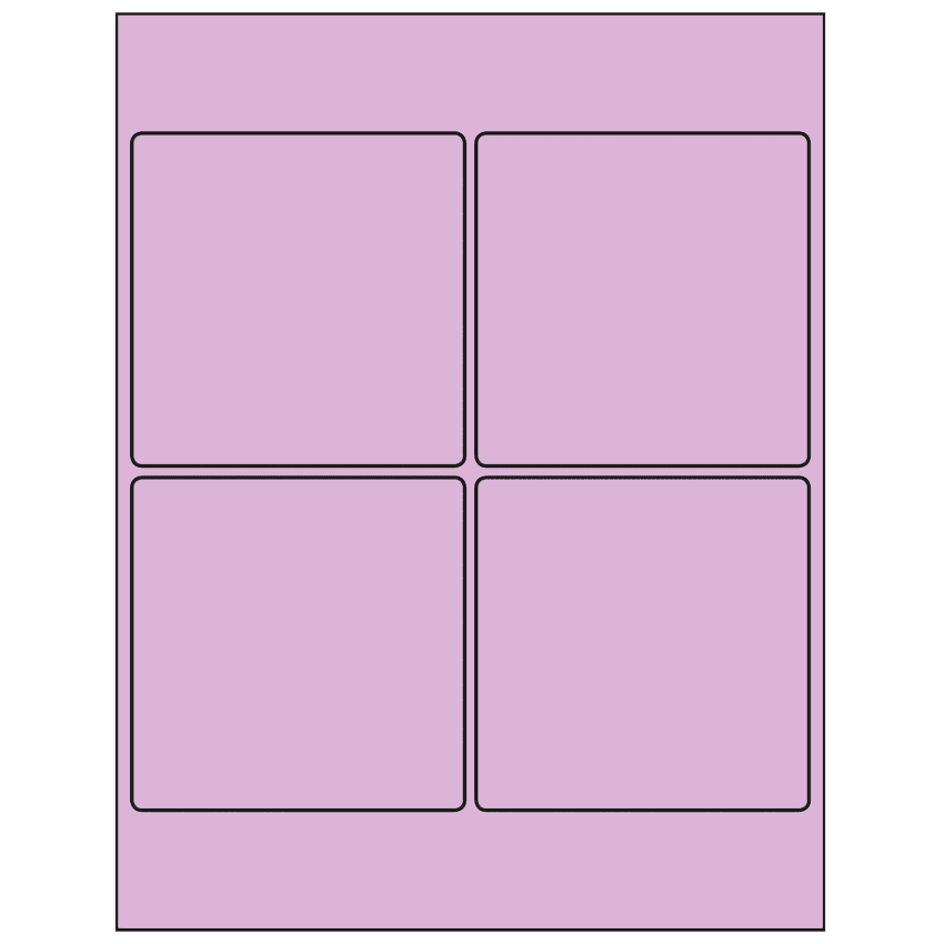 4" x 4" Pastel Purple Square Sheet Labels